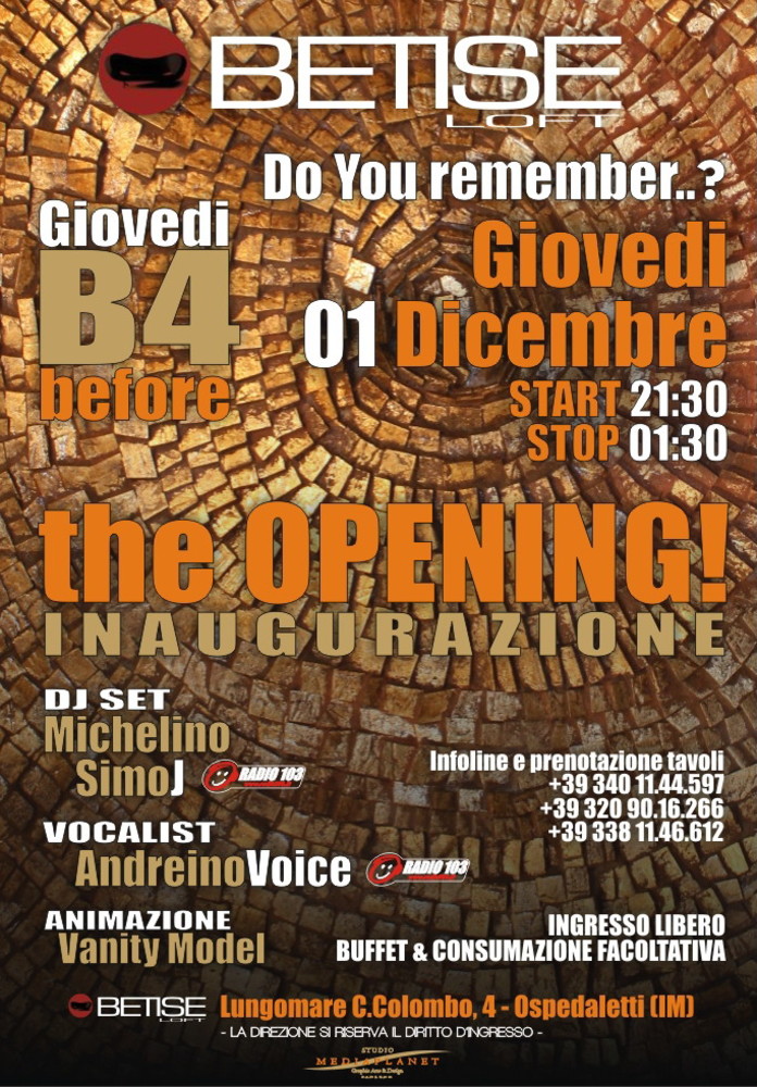 Ospedaletti: giovedì 1° dicembre, inaugurazione delle serate Old Style alla discoteca Betise
