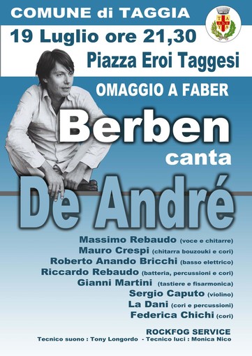 Taggia, la Berben Band canta De André: venerdì 19 luglio l’omaggio a Faber