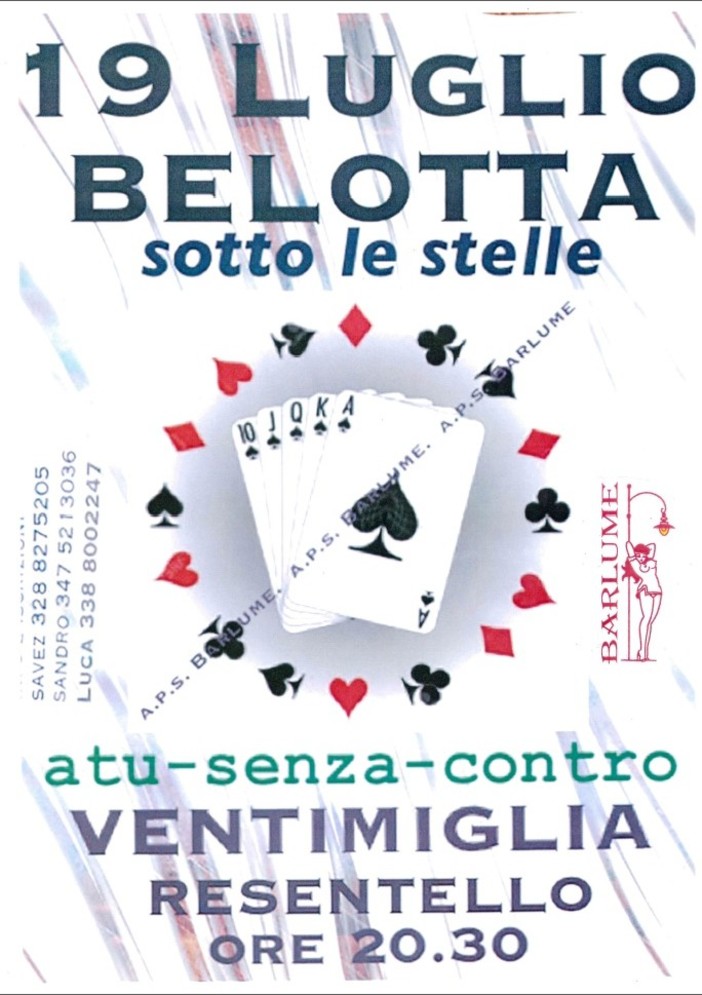 Ventimiglia: il 19 luglio nella piazza del Resentello 32 coppie sono pronte a sfidarsi per 'Belotta sotto le stelle'