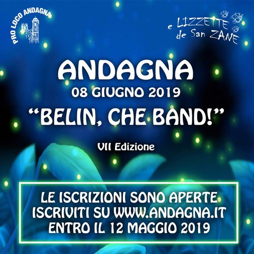 Andagna, 'Belin, che band!' 2019: sono aperte le iscrizioni al concorso per band musicali