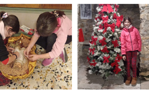 Seborga, due bambine riparano le dita della statuina di Gesù Bambino (Foto)