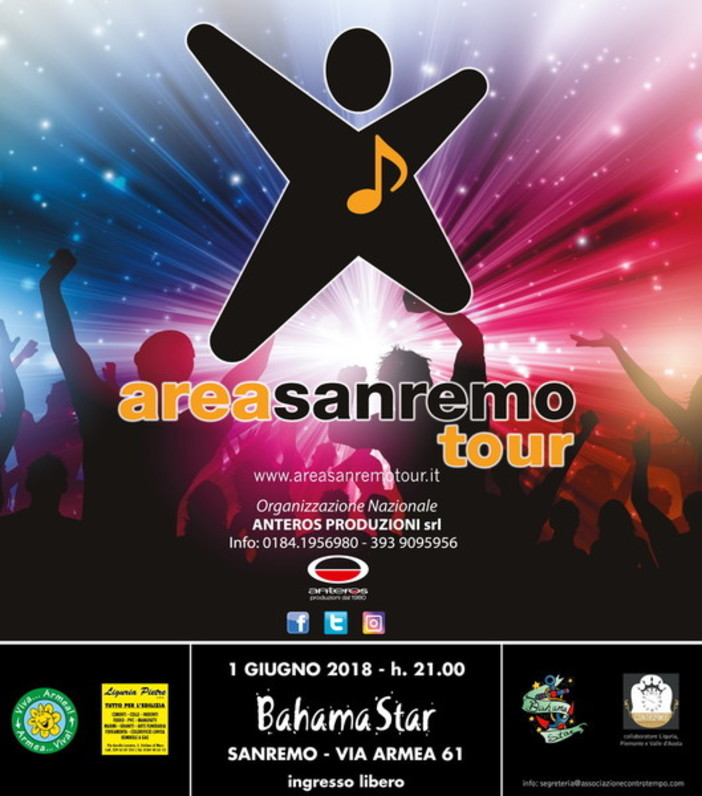 Venerdì 1 giugno il Bahama Star ospiterà Area Sanremo Tour