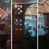 Bordighera: mercato chiuso dal maltempo, volano tendoni e banchi (Foto)