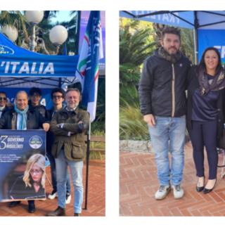 Tre anni di Governo Meloni, gazebo di Fratelli d'Italia a Bordighera (Foto)