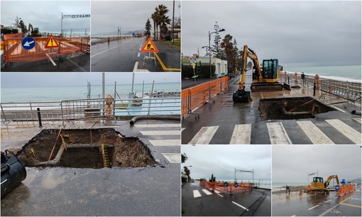 Bordighera, voragine sul lungomare: la strada diventa un cantiere (Foto e video) Bordighera, voragine sul lungomare: la strada diventa un cantiere (Foto e video)