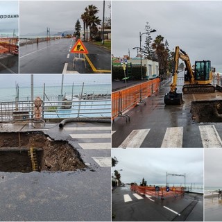 Bordighera, voragine sul lungomare: la strada diventa un cantiere (Foto e video) Bordighera, voragine sul lungomare: la strada diventa un cantiere (Foto e video)