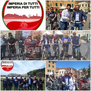 I candidati di 'Imperia di tutti' in bici questa mattina, per Guido Abbo sindaco