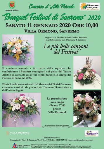 Sabato prossimo concorso d’Arte Floreale ‘Bouquet Festival di Sanremo’ 2020