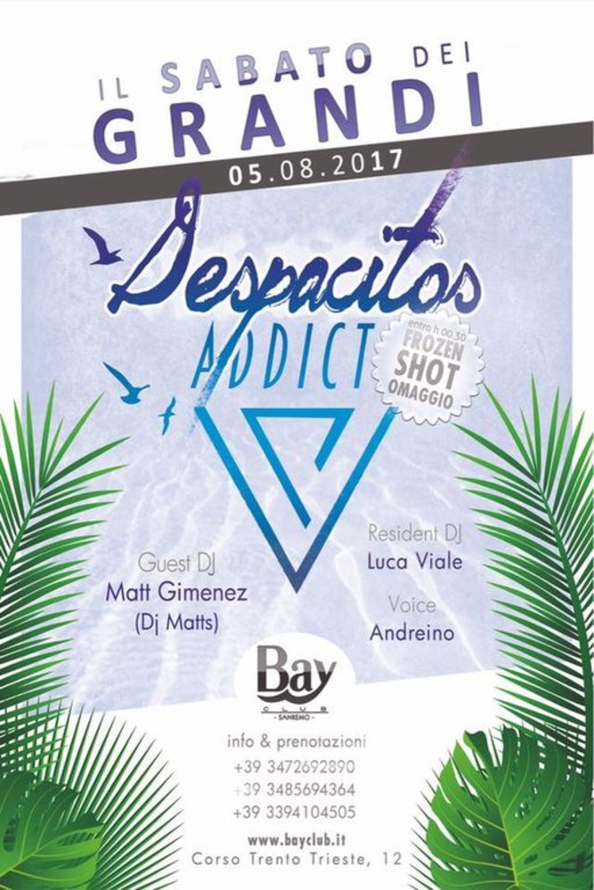 Sanremo: al Bay Club serata "Despacitos" assieme a DJ Matts