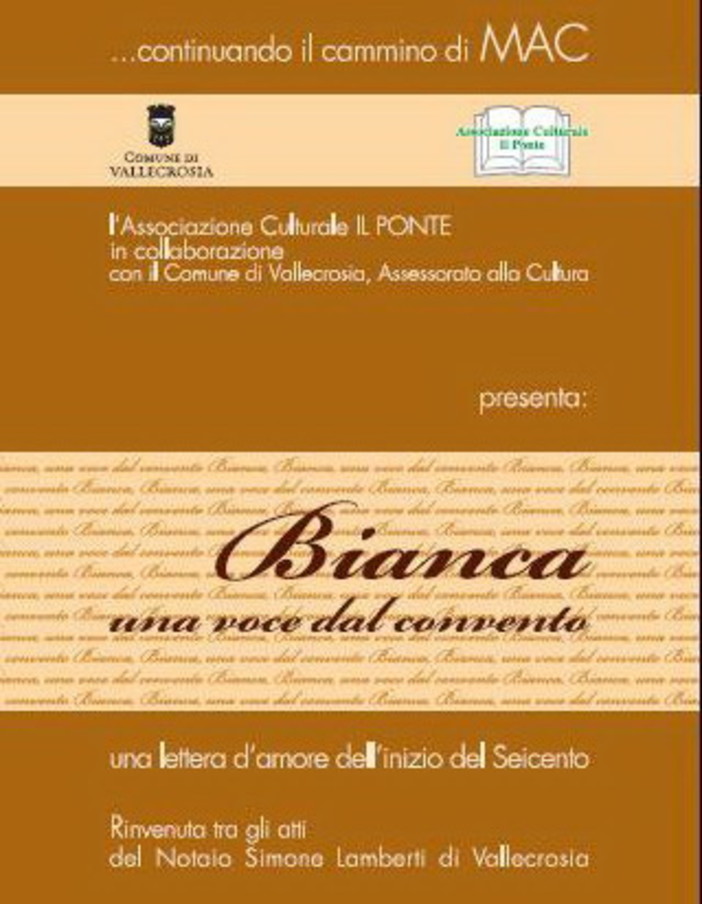 Vallecrosia: domenica 22 aprile 'Bianca una voce dal convento' organizzato dall'associazione culturale 'Il Ponte'