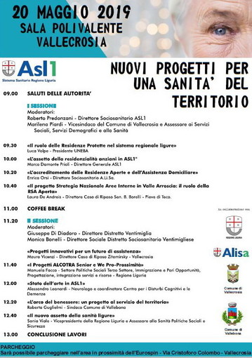 Vallecrosia: lunedì prossimo, conferenza ASL 1 su 'Nuovi progetti per una sanità del territorio',
