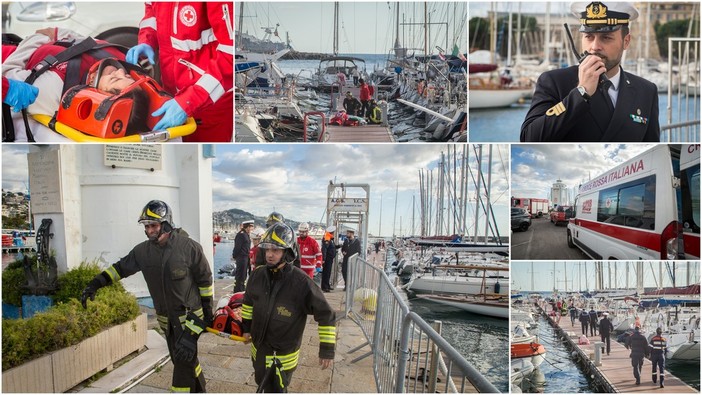 Sanremo: incendio a bordo di un'imbarcazione al porto vecchio, per fortuna è solo una esercitazione (Foto e Video) Sanremo: incendio a bordo di un'imbarcazione al porto vecchio, per fortuna è solo una esercitazione (Foto e Video)