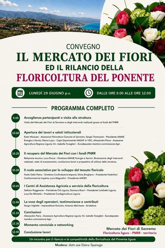 Sanremo, il Mercato dei Fiori ospita un convegno dedicato al futuro del settore