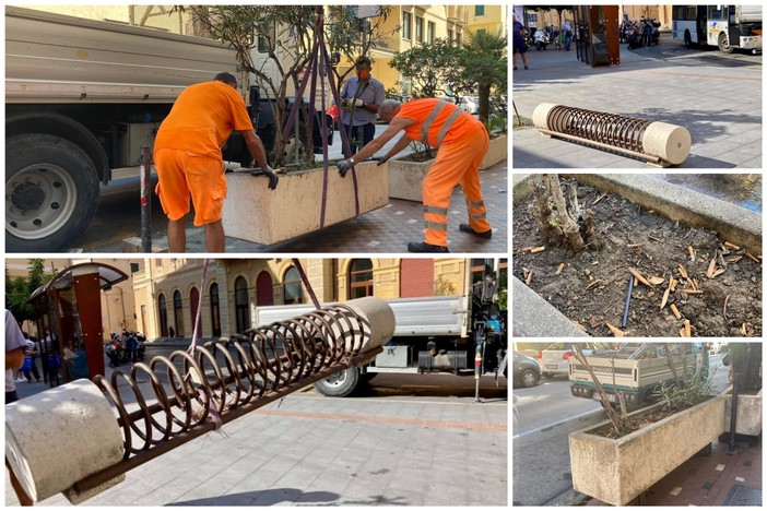 Imperia, operai a lavoro per il ripristino del decoro urbano: interventi in via De Sonnaz e piazza Ricci (foto) Imperia, operai a lavoro per il ripristino del decoro urbano: interventi in via De Sonnaz e piazza Ricci (foto)