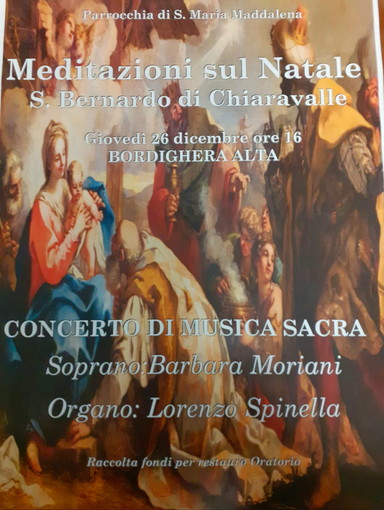 Bordighera. giovedì prossimo, concerto di Musica Sacra nella chiesa di Santa Maria Maddalena Bordighera. giovedì prossimo, concerto di Musica Sacra nella chiesa di Santa Maria Maddalena