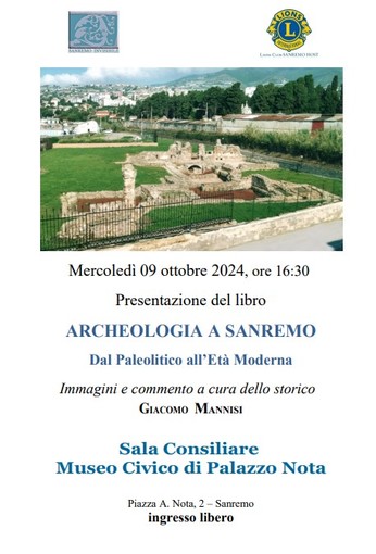 "Archeologia a Sanremo": mercoledì 9 ottobre la presentazione del libro di Giacomo Mannisi