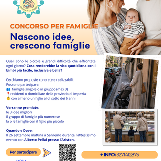 Sanremo, al via il concorso "Nascono idee, crescono famiglie" Sanremo, al via il concorso "Nascono idee, crescono famiglie"