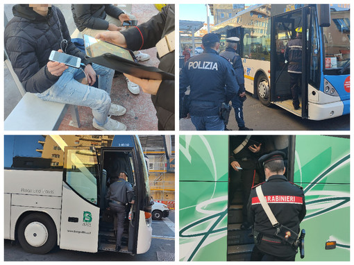 Imperia, task force in centro per i controlli sul super green pass: dalle fermate dei bus ai locali pubblici (foto e video)