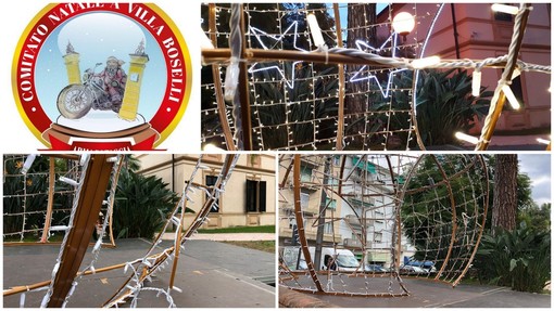 Taggia: la Pallina di Natale gigante messa in sicurezza grazie al Comitato Natale a Villa Boselli