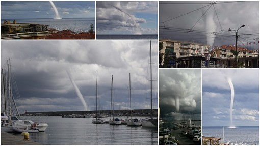 Sanremo: due trombe marine 'sconfinano' anche in città, molti i danni per il forte vento in centro (Foto e Video)