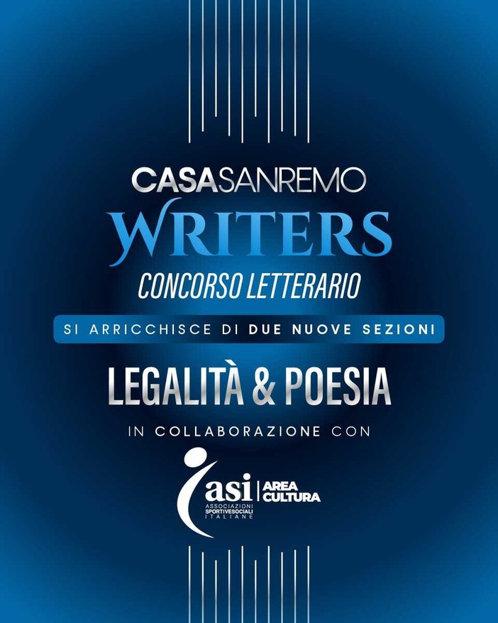 Casa Sanremo Writers 2027, nasce il Premio Letterario Nazionale ASI – Area Cultura Casa Sanremo Writers 2027, nasce il Premio Letterario Nazionale ASI – Area Cultura