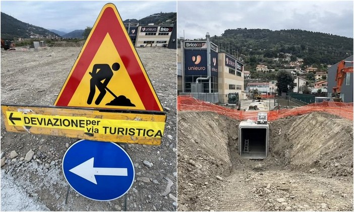 Camporosso, al via i lavori per il nuovo canale scolmatore: via Turistica chiusa al traffico (Foto)