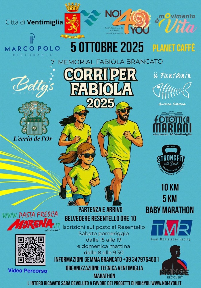 Ventimiglia: tutto pronto per il Memorial Fabiola Brancato “Corri per Fabiola” al Resentello