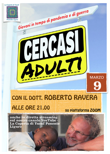‘Cercasi Adulti’, incontro online de ‘La Coperta di Yusuf del Ponente Ligure’ mercoledì prossimo