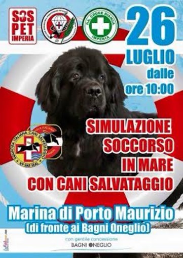 Imperia: domenica nello specchio acqueo dei "Bagni Oneglio" la simulazione di soccorso in mare con i cani da salvataggio