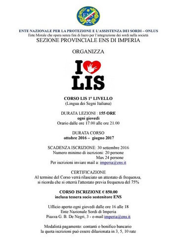 Imperia: iscrizioni aperte al corso per imparare la lingua dei segni italiana