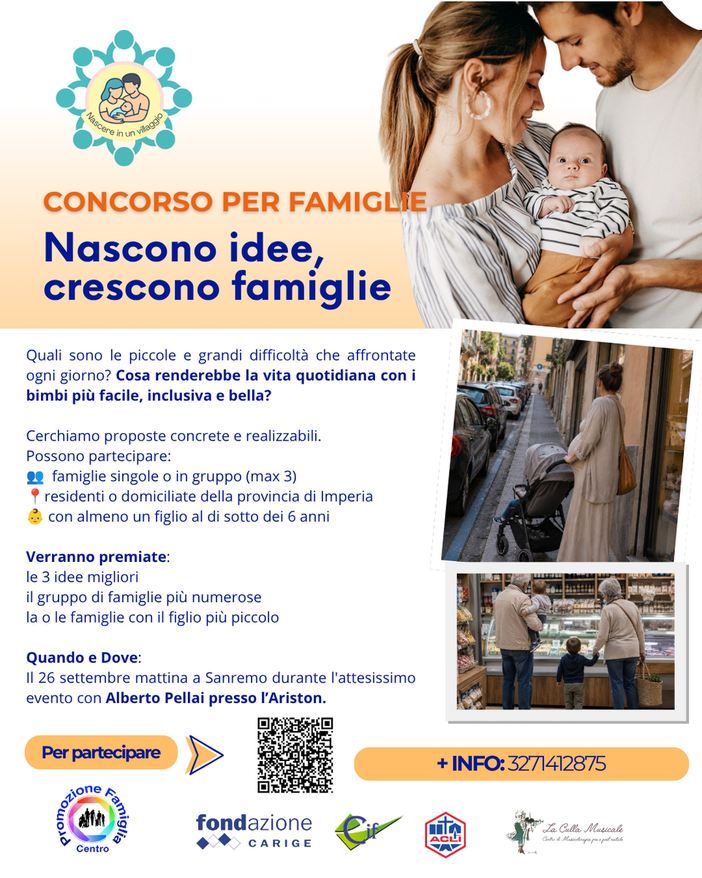 Sanremo, al via il concorso "Nascono idee, crescono famiglie"