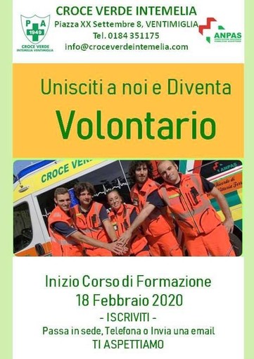 Ventimiglia: iscrizioni aperte al corso per volontari con la Croce Verde Intemelia Ventimiglia: iscrizioni aperte al corso per volontari con la Croce Verde Intemelia