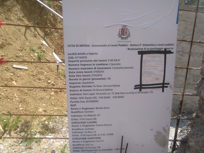 Imperia: inchiesta della Procura sul parcheggio di Artallo. I lavori sarebbero partiti senza l'autorizzazione sismica Imperia: inchiesta della Procura sul parcheggio di Artallo. I lavori sarebbero partiti senza l'autorizzazione sismica