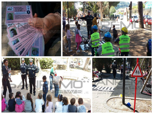 Patentati ‘buon pedone’ tutti i bimbi della scuole di infanzia di Vallecrosia e di Perinaldo