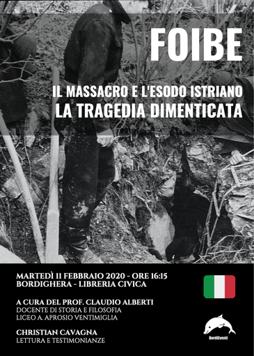 Bordighera: incontro sul Massacro delle Foibe e sull’Esodo Istriano alla Biblioteca Civica Internazionale Bordighera: incontro sul Massacro delle Foibe e sull’Esodo Istriano alla Biblioteca Civica Internazionale