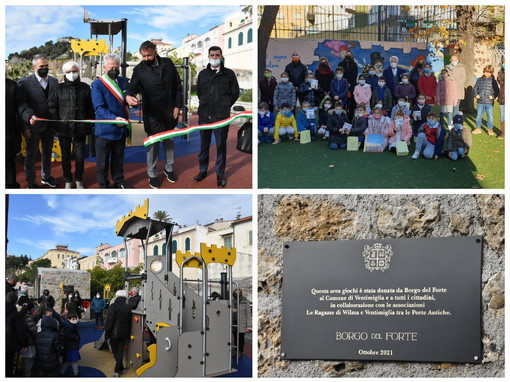Ventimiglia: inaugurato questa mattina nella città alta il nuovo parco giochi medievale in zona 'Colla' (Foto e Video)