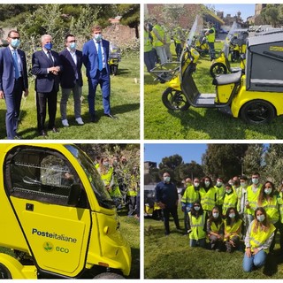 Parte da Imperia la svolta 'green' di Poste: Scajola "Primi in Italia ad avere una 'flotta' di mezzi elettrici nel rispetto dell'ambiente" (foto e video)