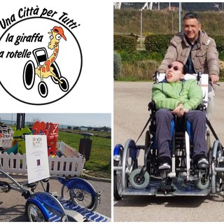 Imperia, grande gesto di solidarietà per la 'Giraffa a rotelle': una donazione salda parte dell'assicurazione per la bici 'Aspasso' usata da tanti ragazzi disabili
