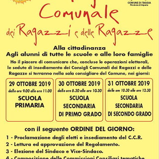 Taggia: programmate le prime sedute dei Consigli Comunali dei Ragazzi. Le date