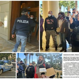 Imperia, i movimenti no green pass e no vax depositano petizione al Prefetto: insulti alla Polizia e minacce ai giornalisti (foto e video)