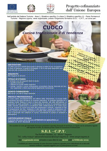Al via un nuovo Corso Gratuito per disoccupati in ambito "Turistico" al S.E.I. - C.P.T. di Imperia Al via un nuovo Corso Gratuito per disoccupati in ambito "Turistico" al S.E.I. - C.P.T. di Imperia