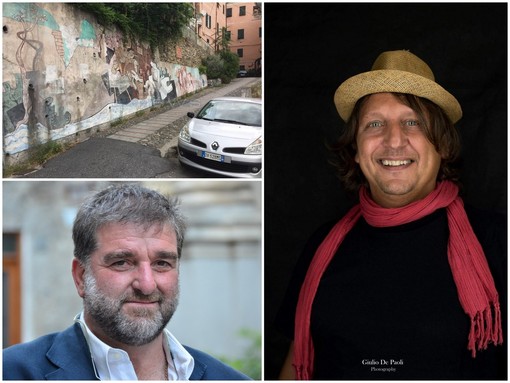 Il murales, Nicola Soriani e sotto il sindaco Walter Bestagno