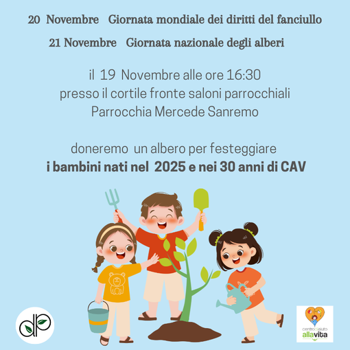 Sanremo: un albero per ogni vita, il C.A.V. celebra 30 anni con un gesto di speranza