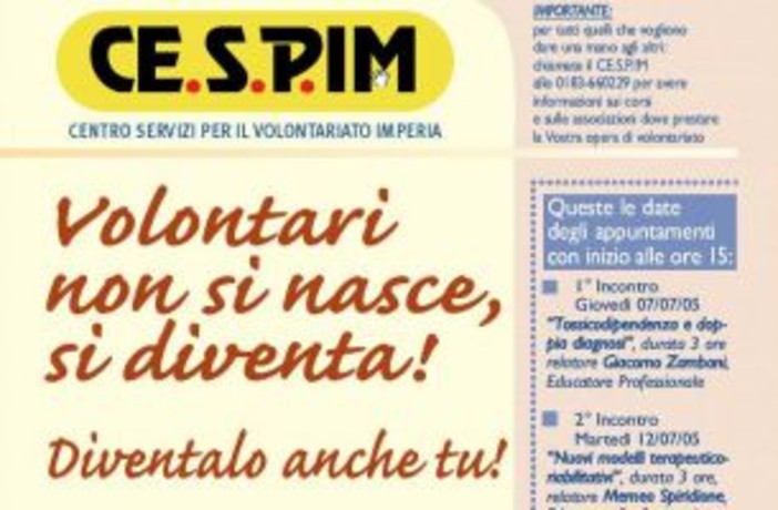 Imperia: presentazione della ricerca sull''Etica e il Volontariato"