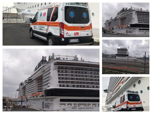 Covid, anche la Croce Bianca di Imperia impegnata nel trasporto dei positivi della Msc Grandiosa (foto)