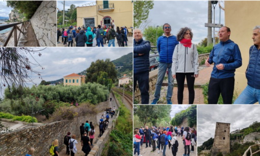 Ventimiglia, in tanti a "Camminando tra terra e mare": passeggiata benefica alla scoperta della via Iulia Augusta (Foto e video)