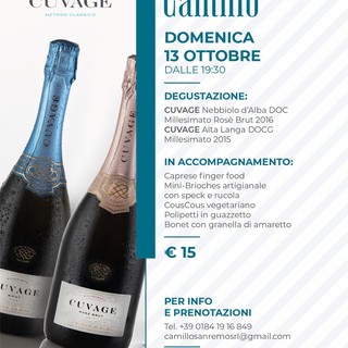 Sanremo: al via le degustazioni autunnali di Camillo con le bollicine di Cuvage, Alta Langa e Nebiolo d’Alba   Rosè