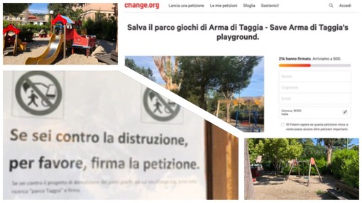 Arma di Taggia: famiglie preoccupate per il futuro del parco giochi di viale delle Palme, scatta la petizione (Foto e Video)