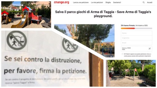 Arma di Taggia: famiglie preoccupate per il futuro del parco giochi di viale delle Palme, scatta la petizione (Foto e Video) Arma di Taggia: famiglie preoccupate per il futuro del parco giochi di viale delle Palme, scatta la petizione (Foto e Video)