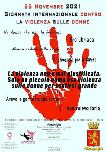 Ventimiglia: il Comune si mobilita per la Giornata internazionale contro la violenza sulle Donne